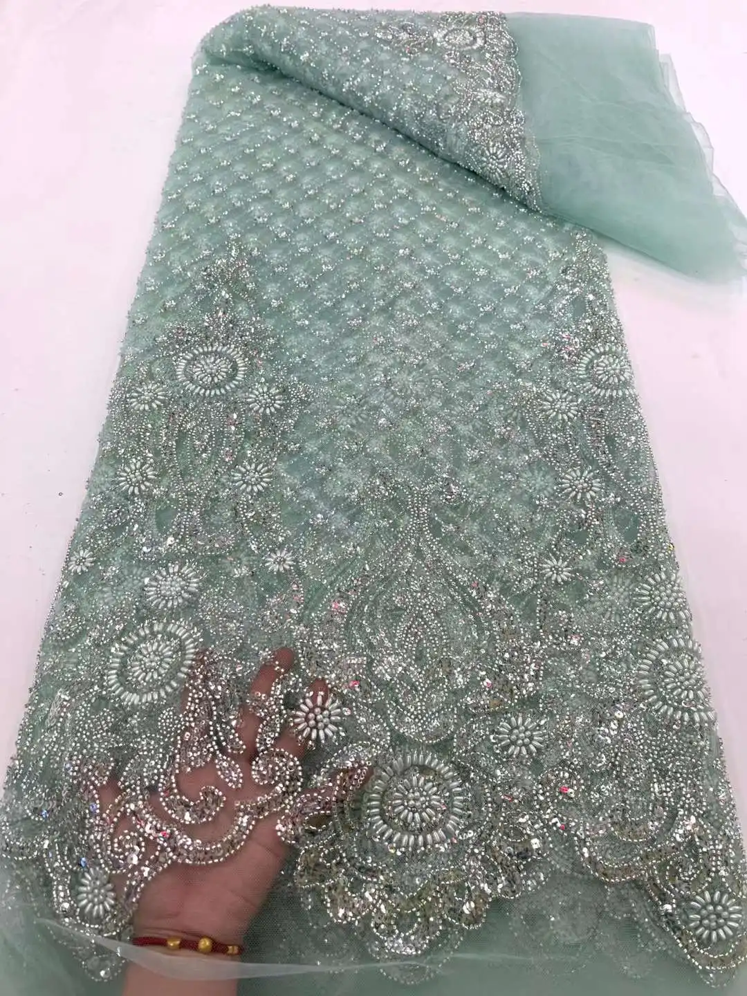 Роскошная Высококачественная французская Тяжелая кружевная ткань из бисера 2023