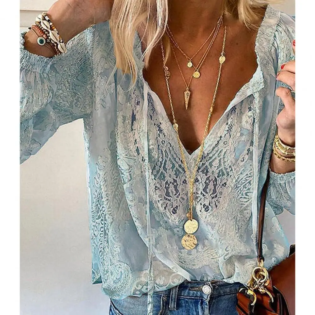 

Stylish Top Hollow Streetwear Women Blouse Hollow Floral Lace Blouse Top