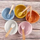 Силиконовая миска для кормления младенцев, 1 комплект, посуда, водонепроницаемая ложка, нескользящая посуда, не содержит Бисфенол А, силиконовые тарелки для младенцев, тарелка для младенцев