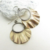 summer new shell metal dangle earrings hollow round antique gold color statement earrings female beach jewelry