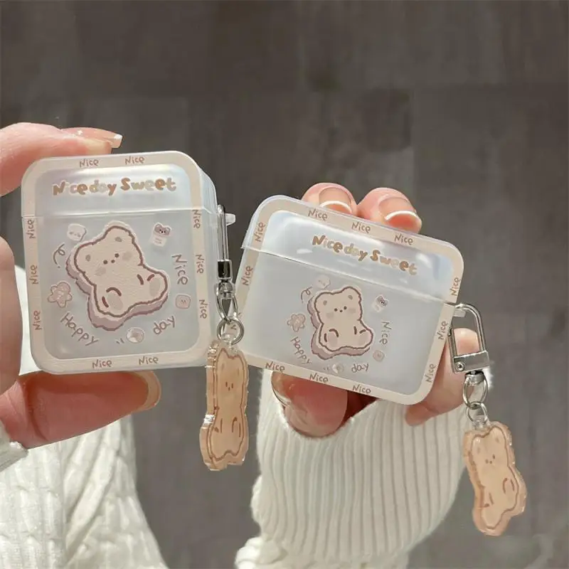Protective Case For Airpods1/2/3/pro Cartoon Bear Anti-scrach Anti-fall Skin-friendly Waterproof with Pendant Earphone Accessory
