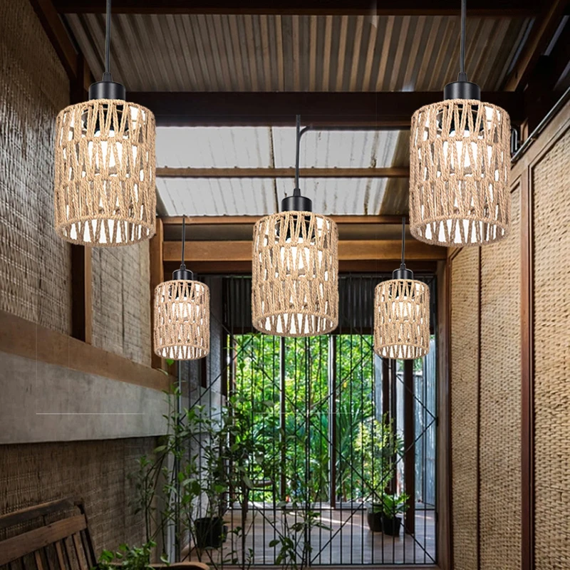 1 шт. плетеный потолочный светильник в богемном стиле