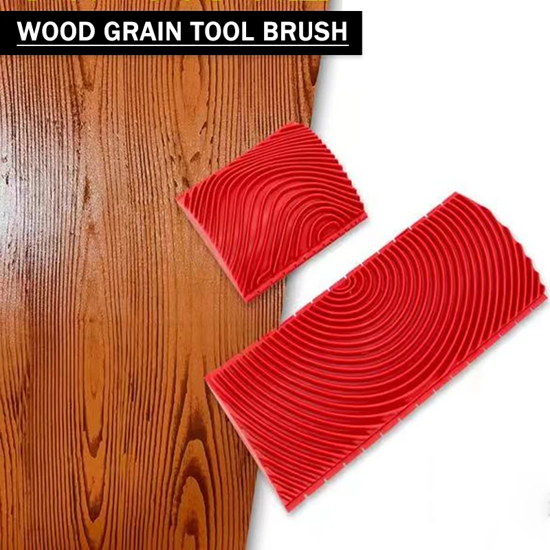 2Pcs Rubber Brush Imitation Wood Graining Scraper DIY Brushing Painting Tools Sets for Wall Furniture Home Decoration
