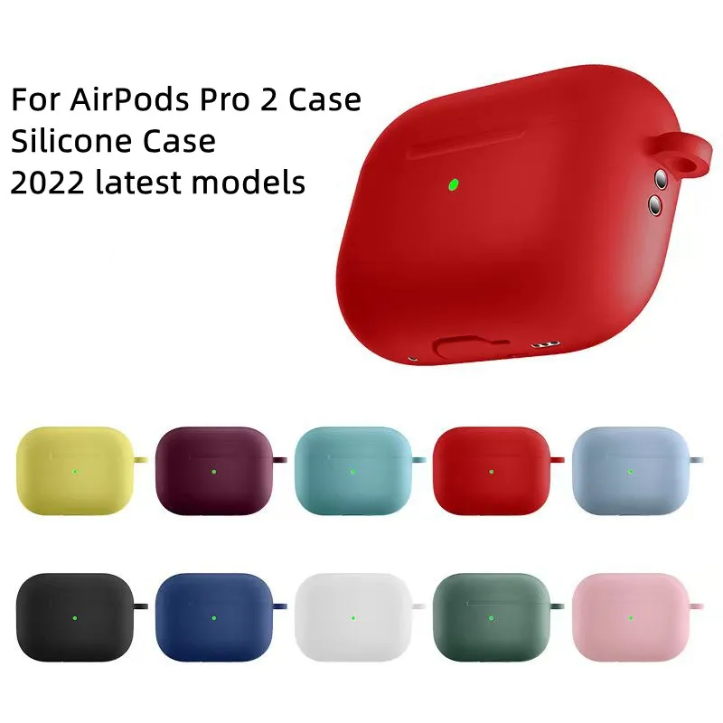 

For AirPods Pro 2 Cases Cover Silicone Shock-Proof Cover Front LED Visible with Keychain For Apple AirPod Pro 2nd Gen Case 2022