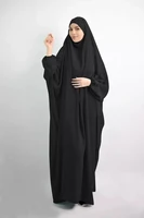 muslim women jilbab one piece prayer dress hooded abaya smocking sleeve islamic clothing dubai saudi black robe turkish modesty