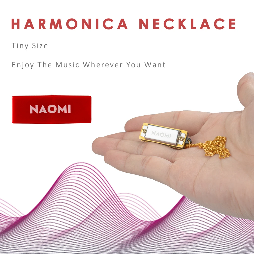 NAOMI 10pcs/Set Mini Harmonica Key of C 4 Holes Harmonica Metal Chain for Student Beginners enlarge