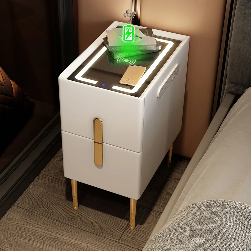 

Ultra-narrow Smart Bedside Cabinet Rechargeable Multifunctional Wireless charging USB Narrow Small Size Mini Bedside Cabinet