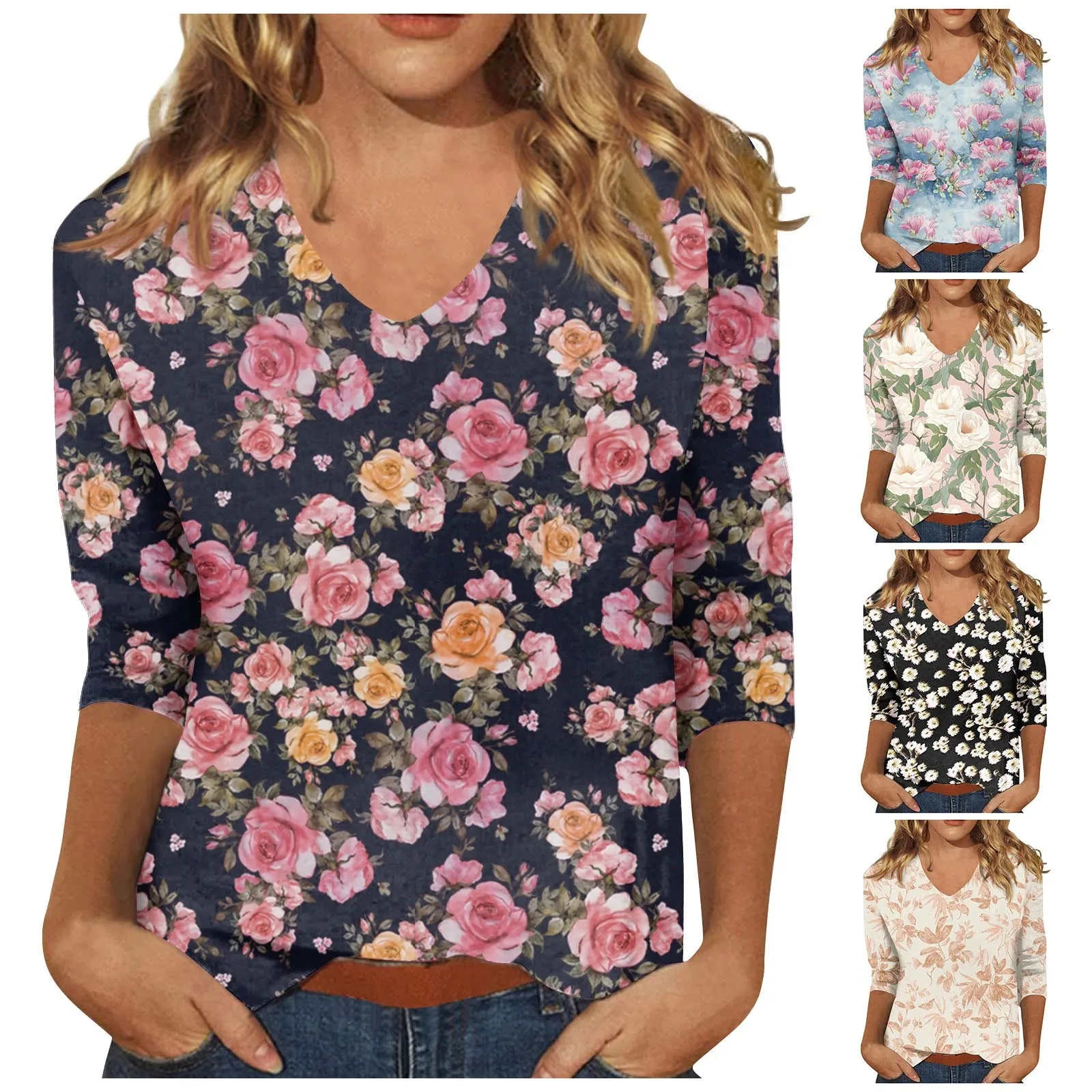 

Tops For Women 2023 Fashionable Delicate Casual Shirts Women Shirts Plus Size Print Three Quarter Women Shirts And Tops Tops