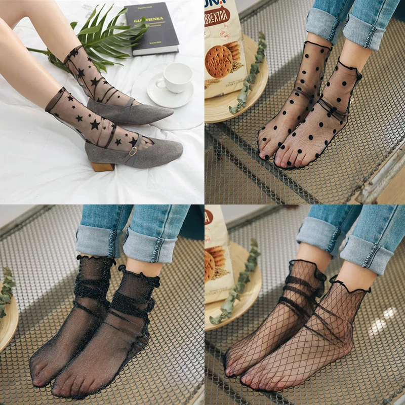 

Sexy Female Ladies Transparent Thin Stockings Women Over Kneen Long Socks Tights Black Skin Color Breathabe Sock