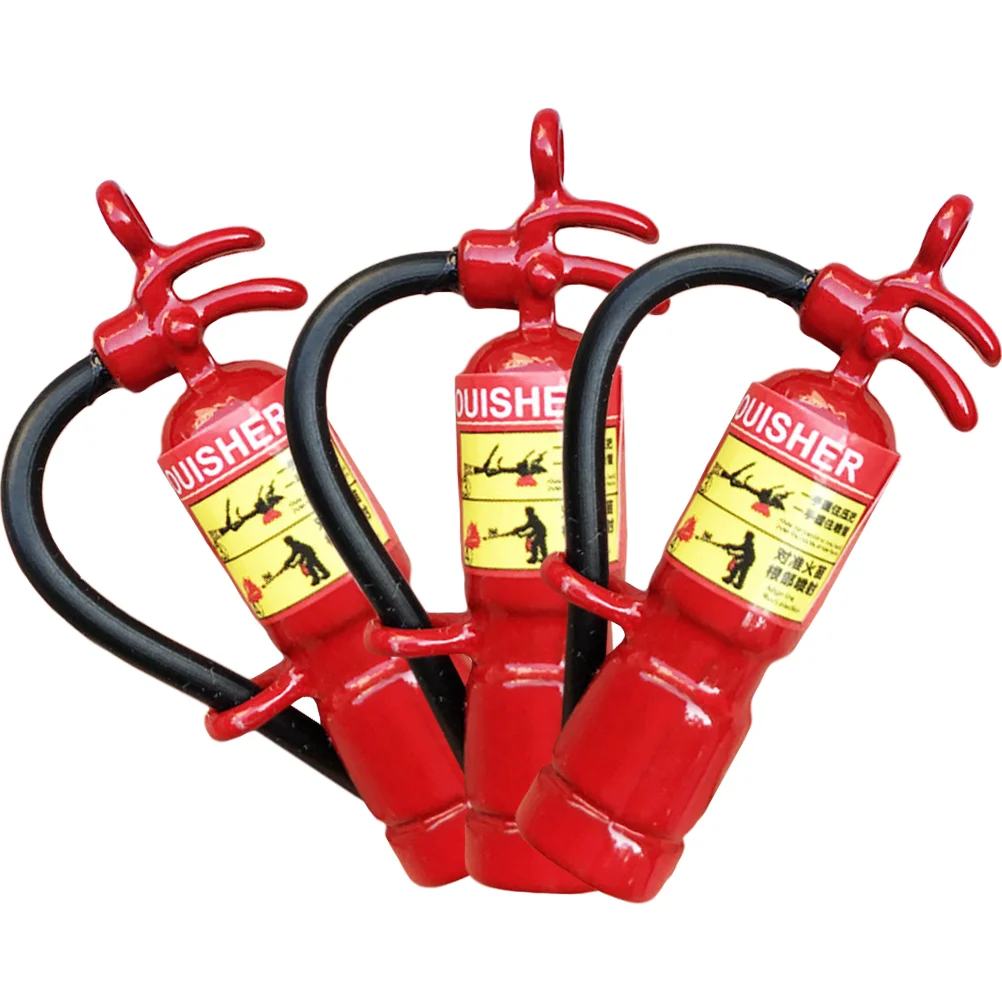 

3 Pcs Home Items Flame Arrester Mini Metal Pendants Model House Fire Extinguisher Models Iron Decor Miniature