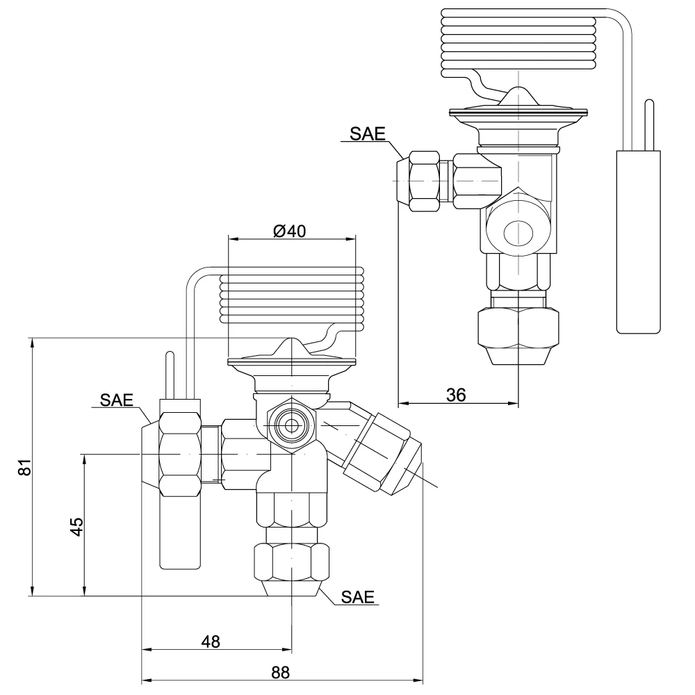 Термальный расширительный клапан SME-3DW R23 соответствующий компрессору LBP таким