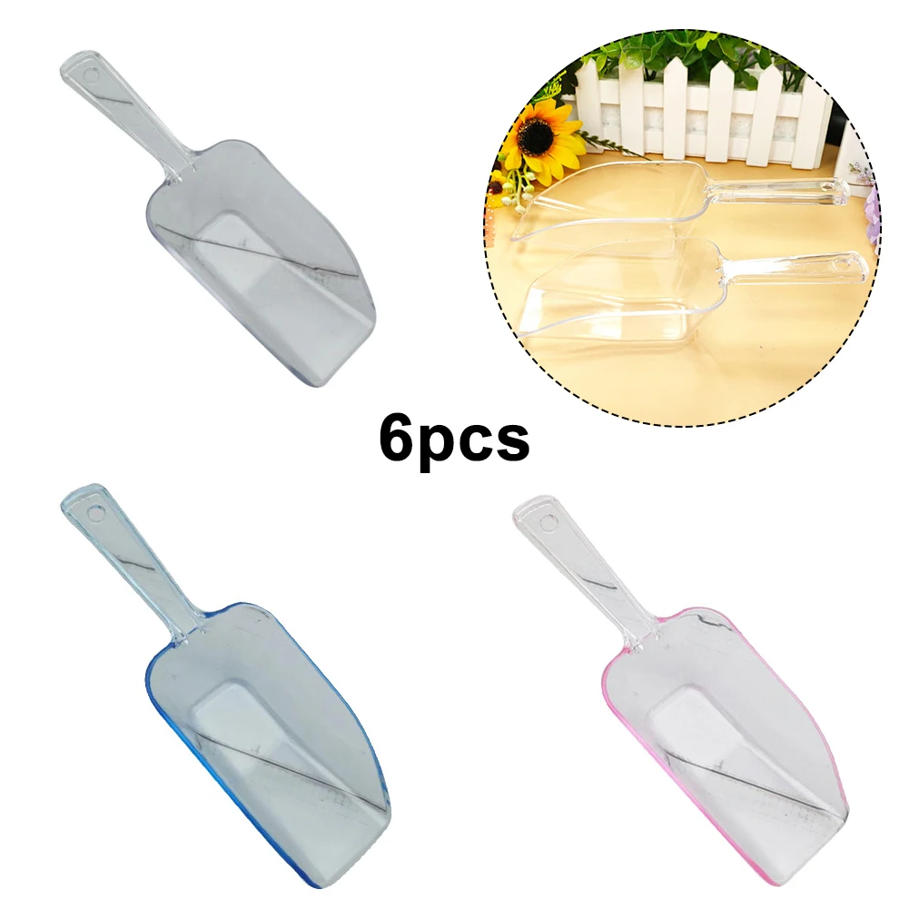 6 Pcs Mini Plastic Ice Scoop Scoopers Clear Ice Shovel For Birthday Weddings Party Candy Dessert Buffet Ice Cream Protein Powder