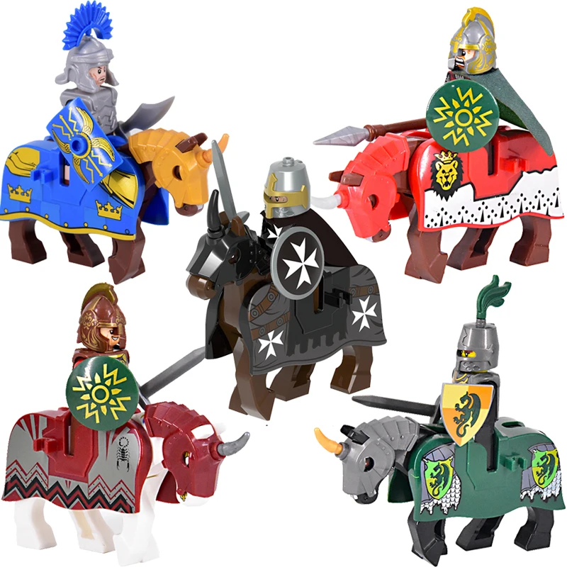 

Medieval Figures Middle Ages Rome Warrior Golden Knight Horse Hawk Castle King Dragon Knights Toy Building Blocks Bricks gifts
