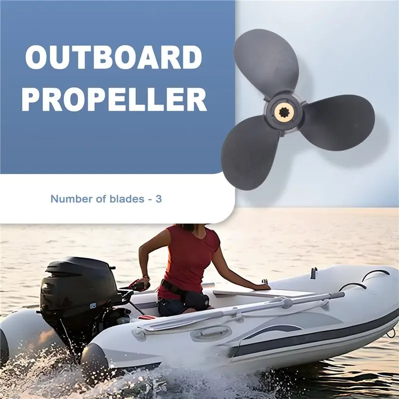 Фото Гребной винт M93K-Outboard 6E0-45941-01-El 7 1/2X8-Ba для двигателей 4-6 л.с., пластиковый сплав, 3 лопасти, черный, 9 шлицов №2