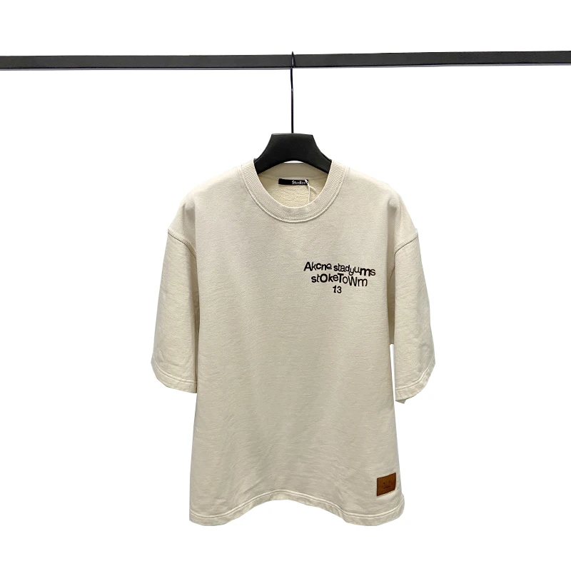 

Acne Studios T-shirts Men Women 22SS New AC Leather Square Smiley Classic Slim Short Sleeve T-shirt Round Neck TShirt TShirts