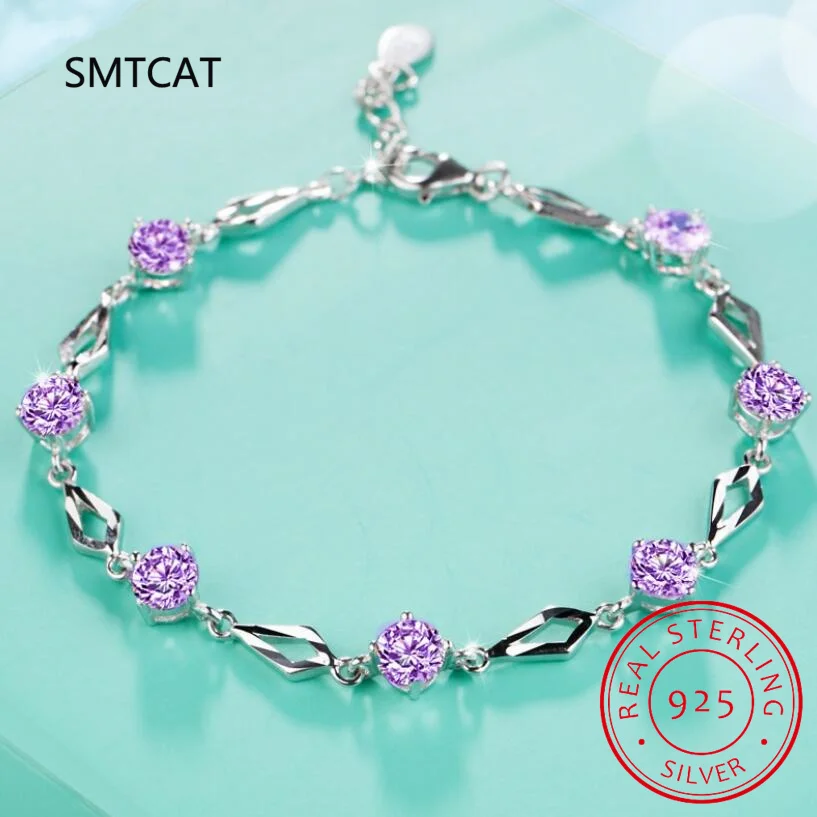 Женский браслет из серебра 925 пробы с муассанитом