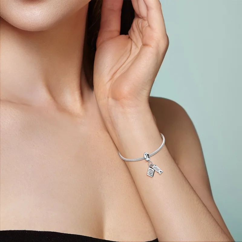 Дорожная сумка из серебра 925 пробы оригинальная Паспортная Подходит для Pandora pearl