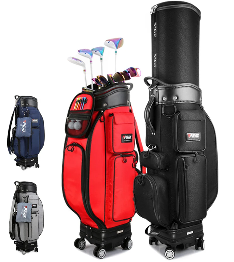 PGM Extend Pulley Golf Standard Package Travel Bag Telescopic Men Women Leopard Flat Push Double Ball Cover Aviation Big Bag