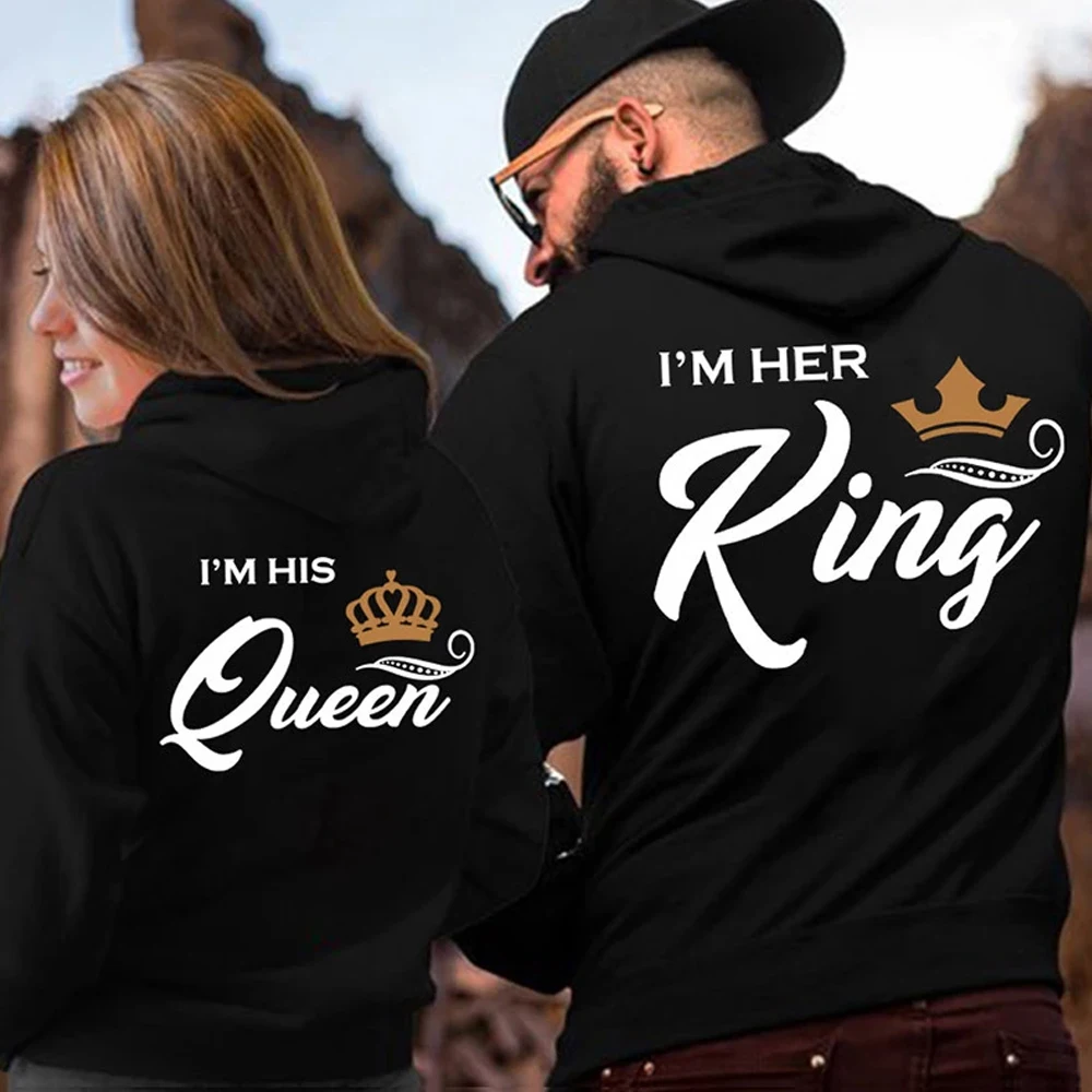 

2022 Newest King Queen Printed Lover Hoodies Harajuku Women Men Spring and Autumn Clothing Fashin Couple Hooded Sweatshirt S-4XL