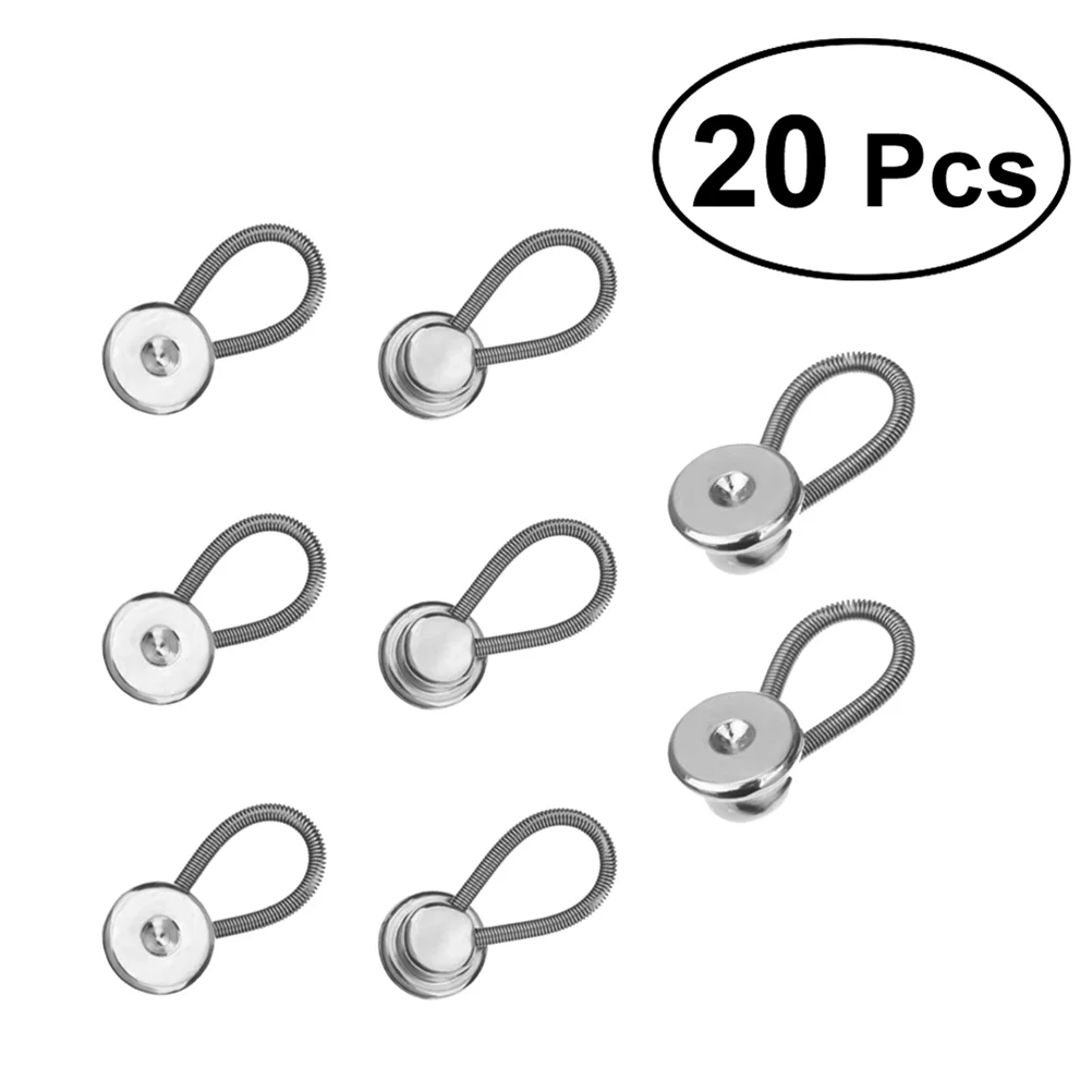 

20 PCS 10MM Metal Elastic Collar Extenders Button Extenders for Shirt Dress Trousers Coat Collars