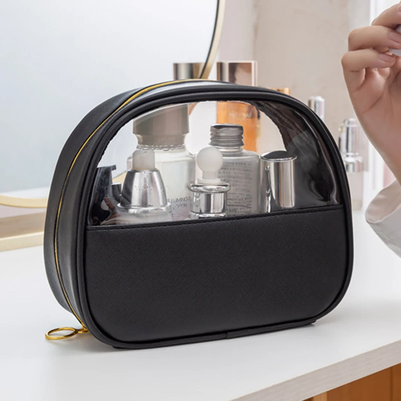 

Waterproof Transparent Cosmetic Bag Storage Bags Girl Pvc Travel Soft Material Cartoon Semicircle Hand Wash Portable Women Pouch