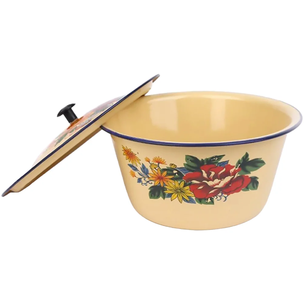 

Bowl Enamel Basin Bowls Serving Enamelware Salad Dish Soup Vintage Washing Cereal Pasta Oil Lid Spa Covered Snack Cheese Dessert