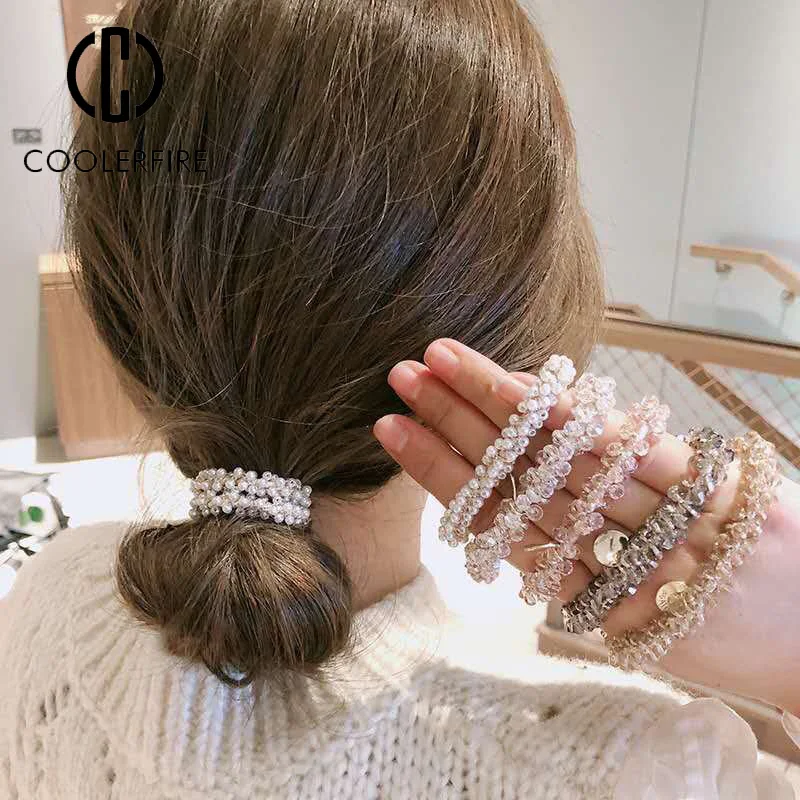 

Women Retro Headband Simple Temperament Bracelet Dual-use Net Red Leather Band Tie Head Crystal Hair Ring Sweet Headdress Yf001