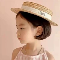 new arrivals 2022 fashion children boy girl sunhats flat top cap outdoor beach holiday sunprotection summer straw hat for kids