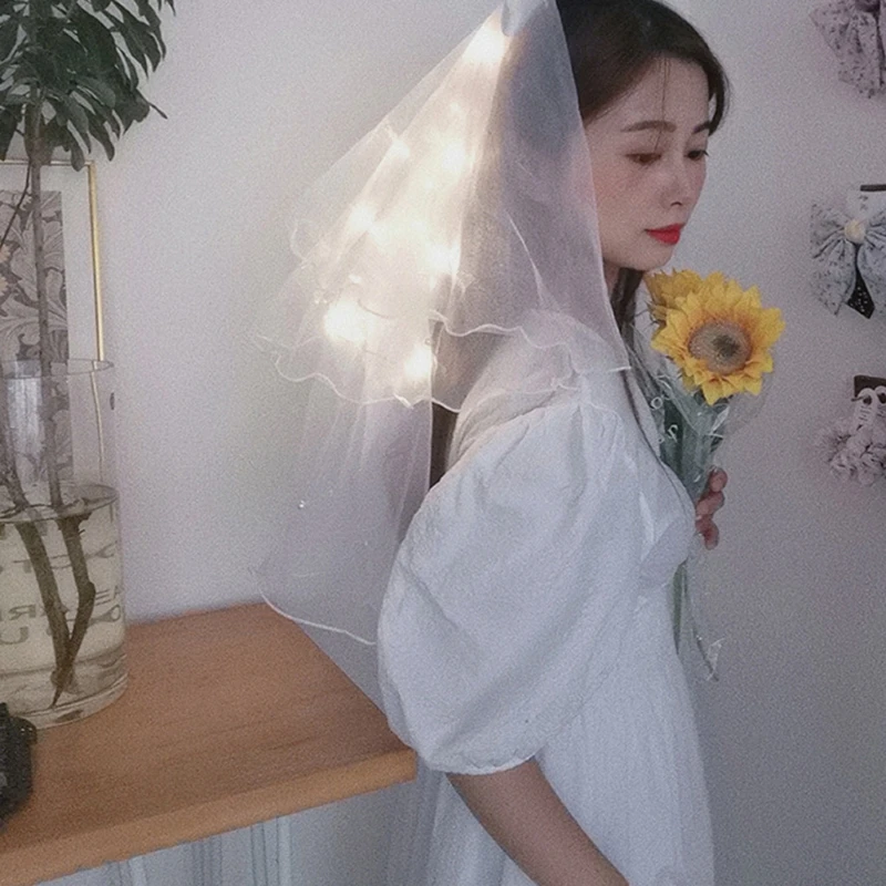 634D свадебная фата с зажимом/расческой волнистые края лента Тюлевая Фата