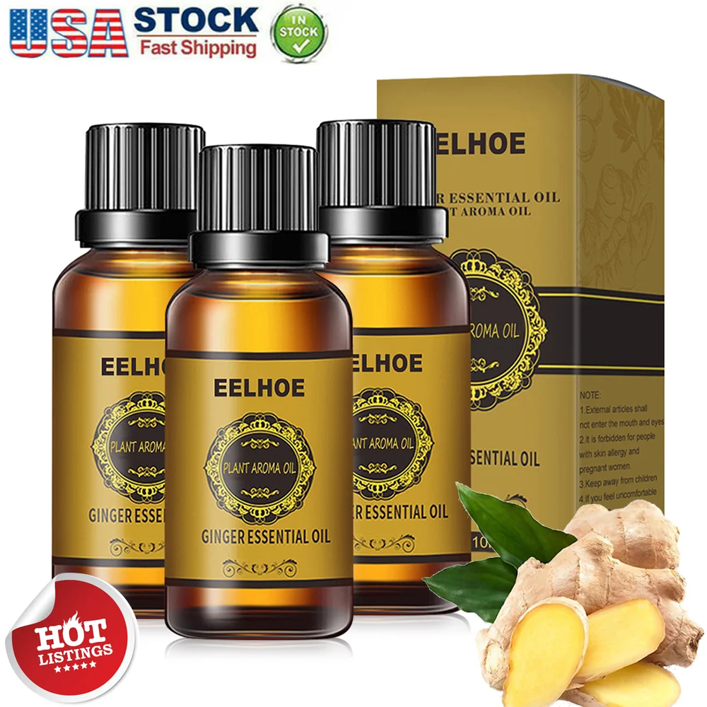 

3Pcs Belly Drainage Ginger Essential Oil Lymphatic Drainage Body Massage Serum Herbal Hair Growth Oil Natural SPA Ginger Oils