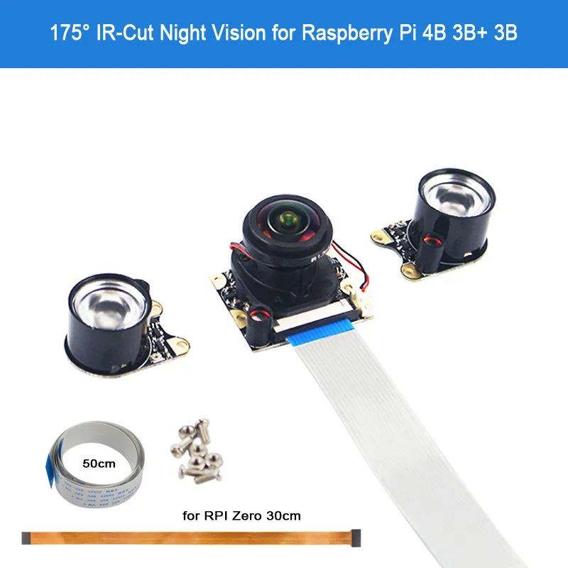 Raspberry pi Câmera de Visão Noturna Fisheye Módulo 5mp Ov5647 ir Cortar Câmera com Luzes Infravermelhas para Raspberry pi 4b 3b Mais 3b