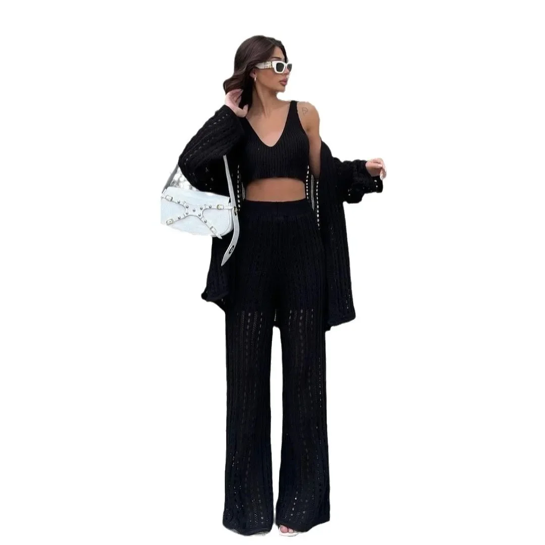 Сексуальный пикантный вязаный костюм в американском стиле женский