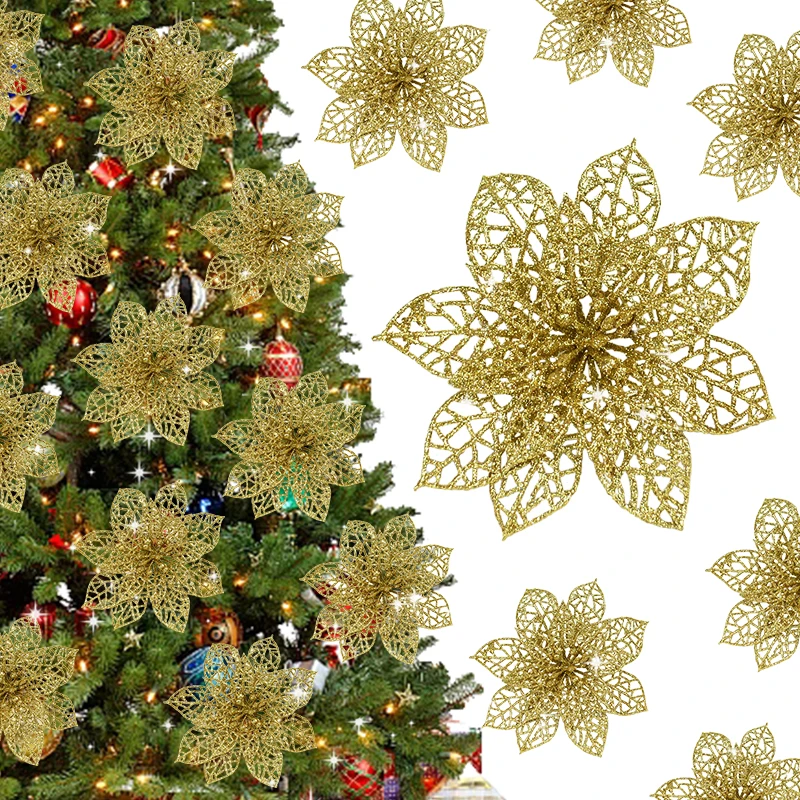 5/10 шт. рождественский цветочный орнамент блестящая искусственная цветочная