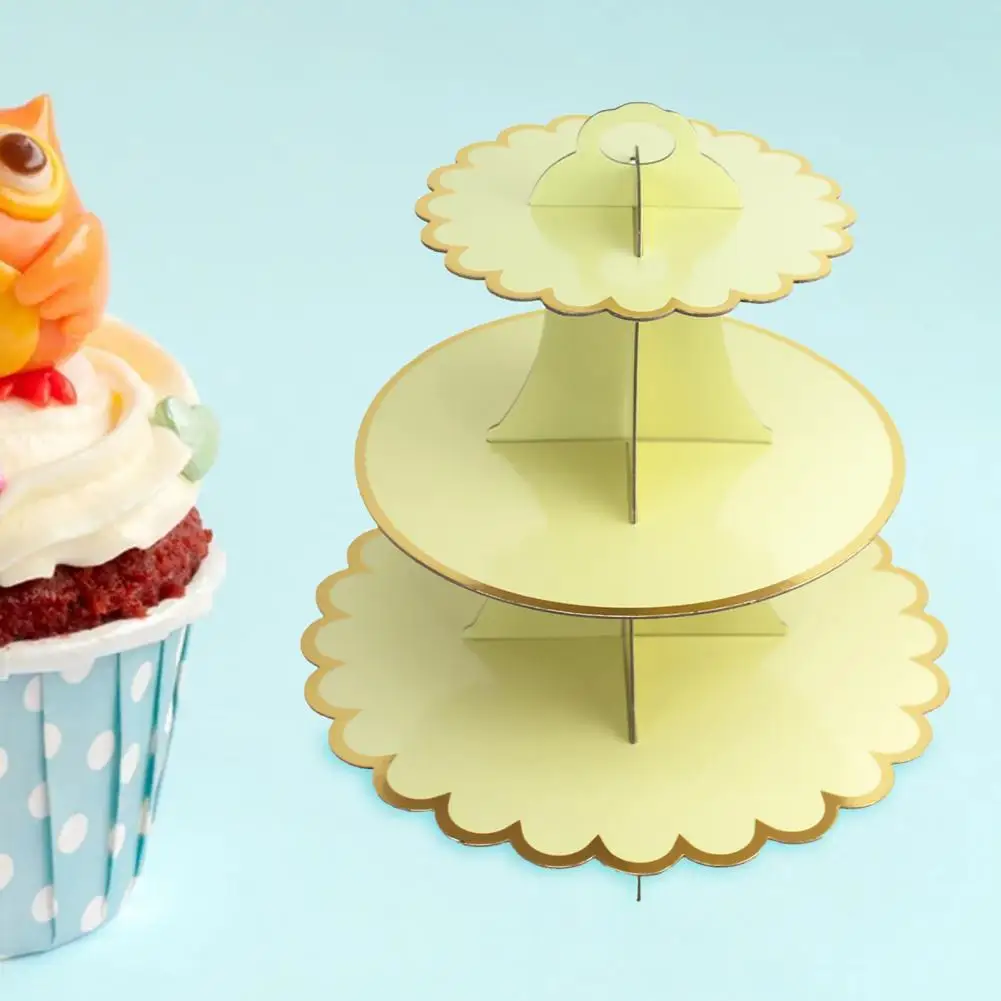 

Dessert Holder Plate Attractive Three-layer Paper Cake Stand Stylish Disposable Cake Stand