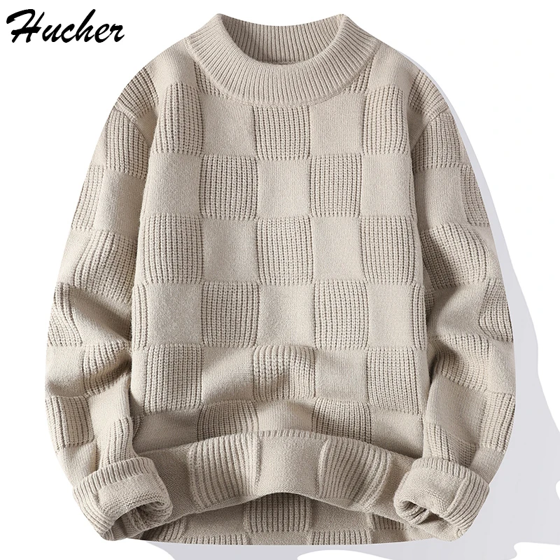 

Huncher Mens Knitted Vintage Sweater Men 2022 Winter Warm Casual Oversized Jumper Male Korean Fashion Crewneck Sweaters For Men