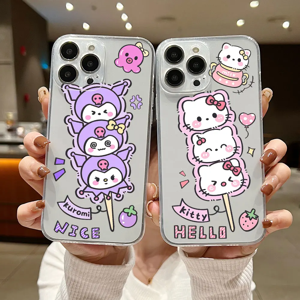Чехол для телефона Kuromi Cinnamoroll Pochacco Hello Kitty Xiaomi Redmi Note 13 12C 11 10C 10s 9A 9T 9C Pro Max 4G 5G