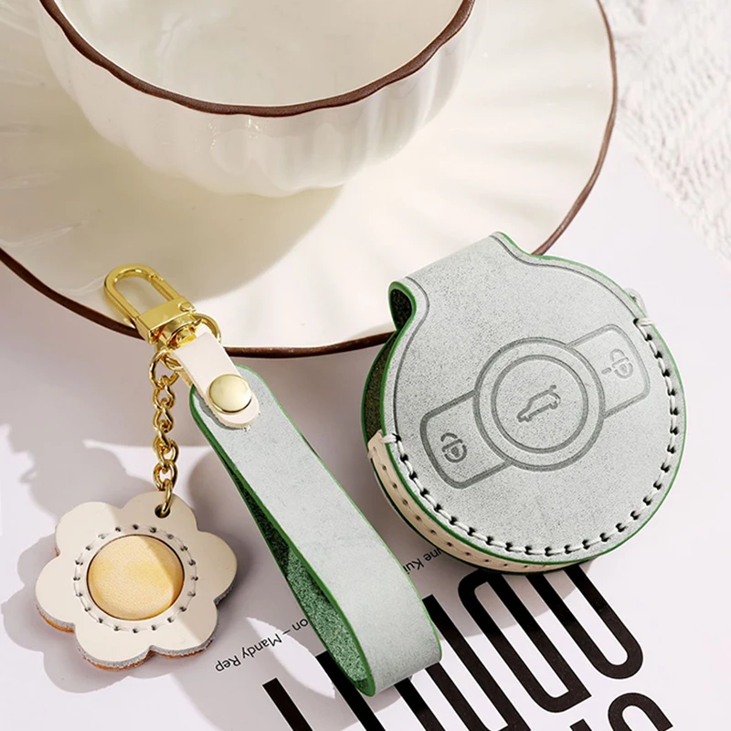 

Handmade Top Layer Cowhide Leather Car Key Fob Case Cover Shell Protect Suit For Smart #1 01 2022- Key Cover Case