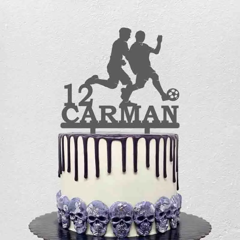 

Personalized Birthday Cake Topper Custom Name Age Man Play Football For Football Fans Birthday Cake Decoration Topper