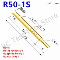 100pack r50 1s new hardware accessories metal spring probe length 17 5mm gold tool electronic test probe tubes