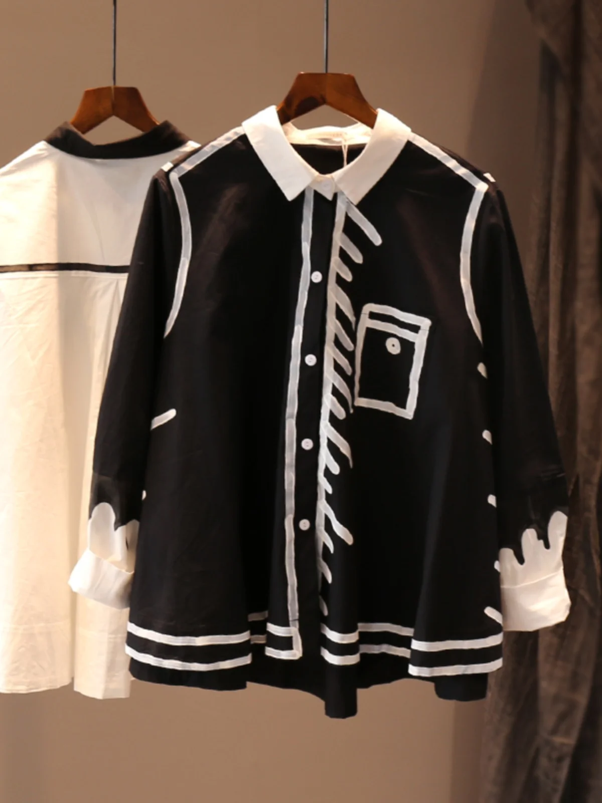 Осень 2024 элегантные универсальные художественные рубашки с длинными рукавами и