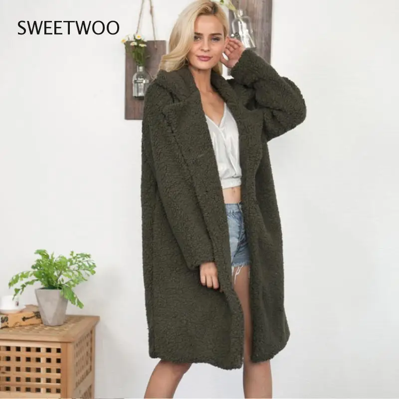Faux Fur Coat Fleece Sweatshirts Cardigan 2019 Female Autumn Winter Coat Women Overcoat Plush Jacket Mujer Chaqueta Slim Tide