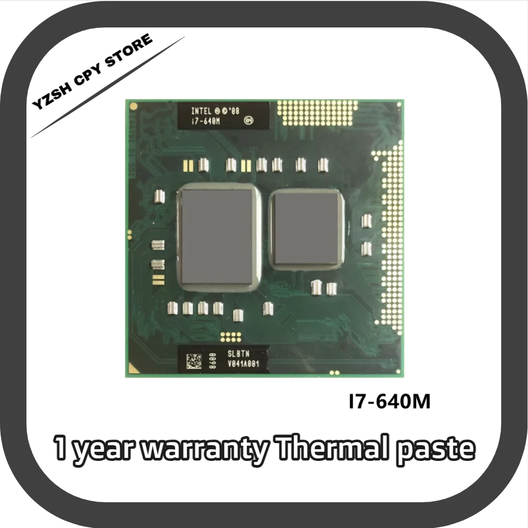 

Intel Core i7-640M i7 640M SLBTN 2.8 GHz Dual-Core Quad-Thread CPU Processor 4W 35W Socket G1 / rPGA988A