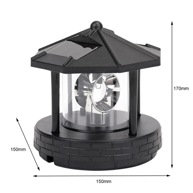 Solar Powered Lighthouse Shape Light Plastic LED Rotating Landscape Beam Lamp 6