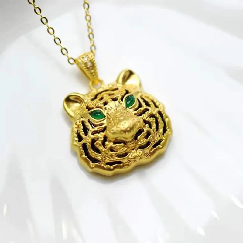 ZHIXI New Fine Jewelry Real 18K Gold Necklace Pendant Solid Yellow Gold Party For Wedding Gift Tiger D641