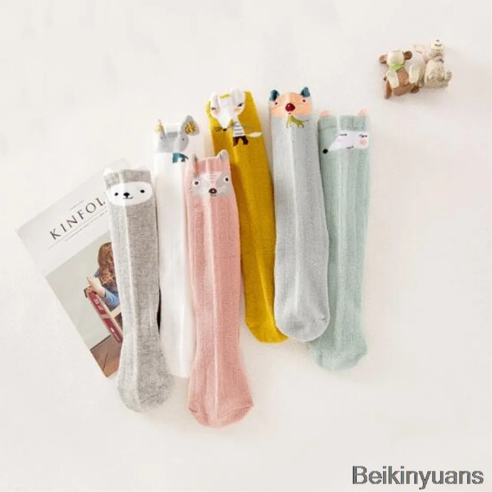 

Милые детские милые носки с принтом в виде персонажей из мультфильма, Fox Kids Детские Носки до колена для девочек и мальчиков детские носки для малышей Носки животного мягкий хлопковый для младенцев Носки