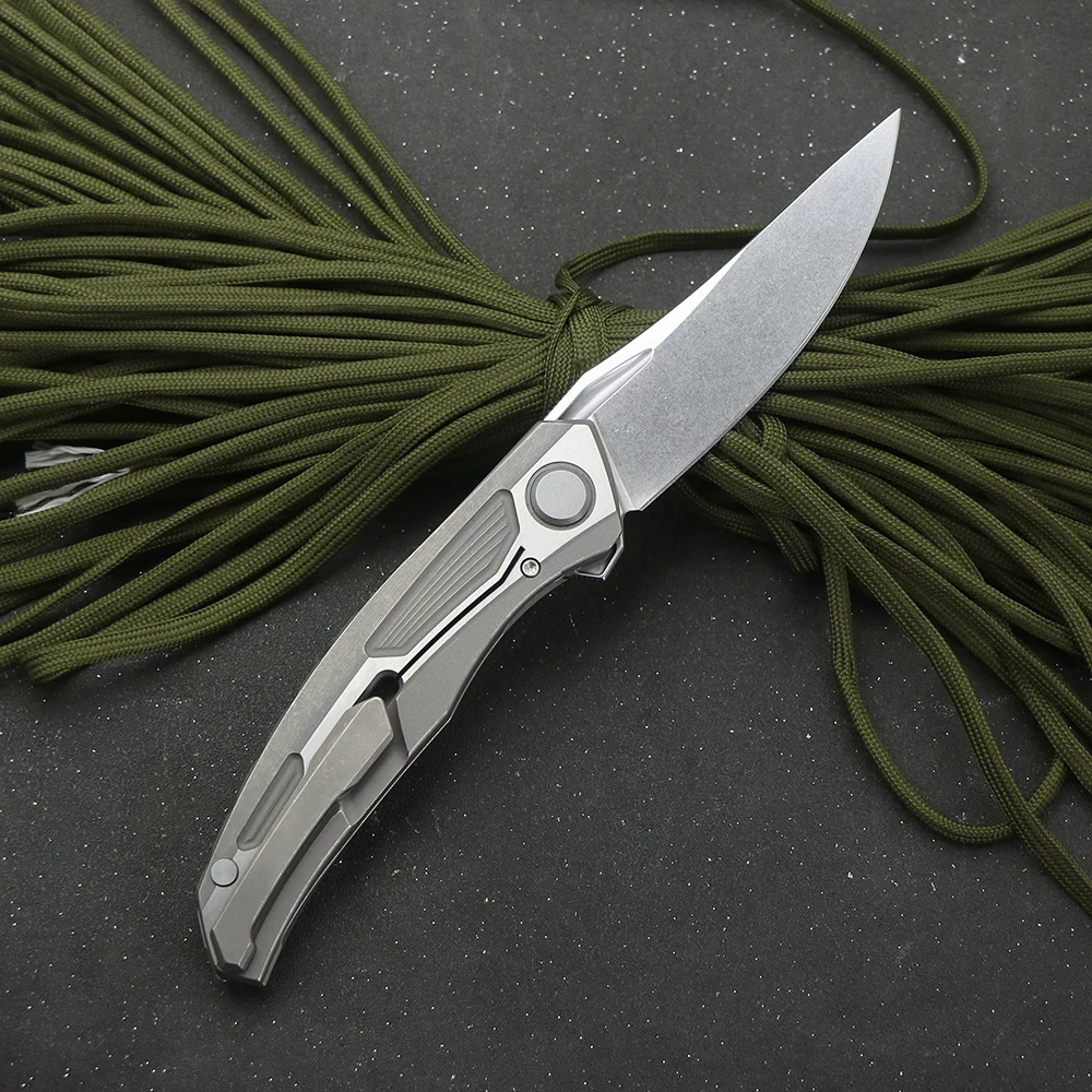 JUMCSONG Quantum TC4 титановая ручка лезвие D2 походный охотничий Складной Нож EDC