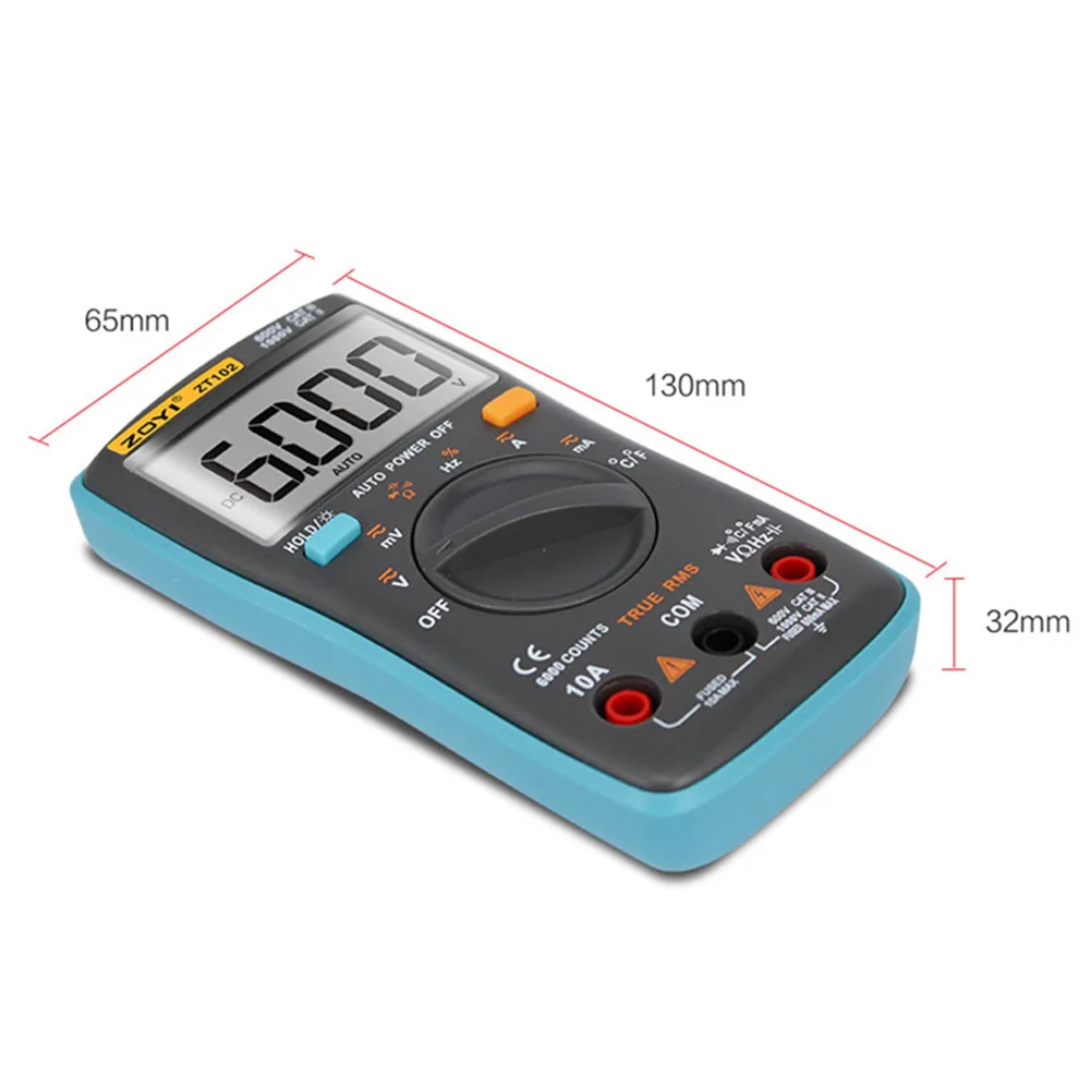 

1PC ZT102 Digital Multimeter 6000 Counts With Backlight Temp Value AC/DC Voltmeter Diode For Laboratories Factories Detectors