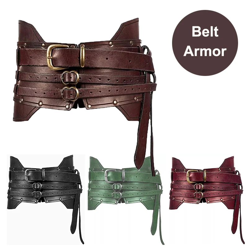 

Medieval Wide PU Leather Belt Viking Pirate Knight Waistband Armor Steampunk Cosplay Accessory Renaissance Costume For Women Men