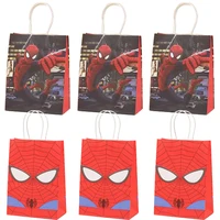 spiderman birthday party kraft paper bag boys birthday gift bag shopping bag with handle christmas wedding baby shower supplies