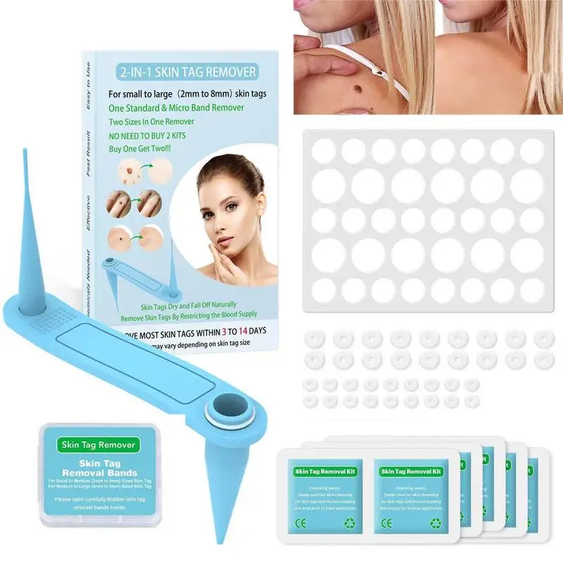 

Skin Tags Removal Bands Dual-head Auto Skin Tags Remover Refills Safe Tags Corrector Tool With 20 Rubber Bands For 2-4mm And 20
